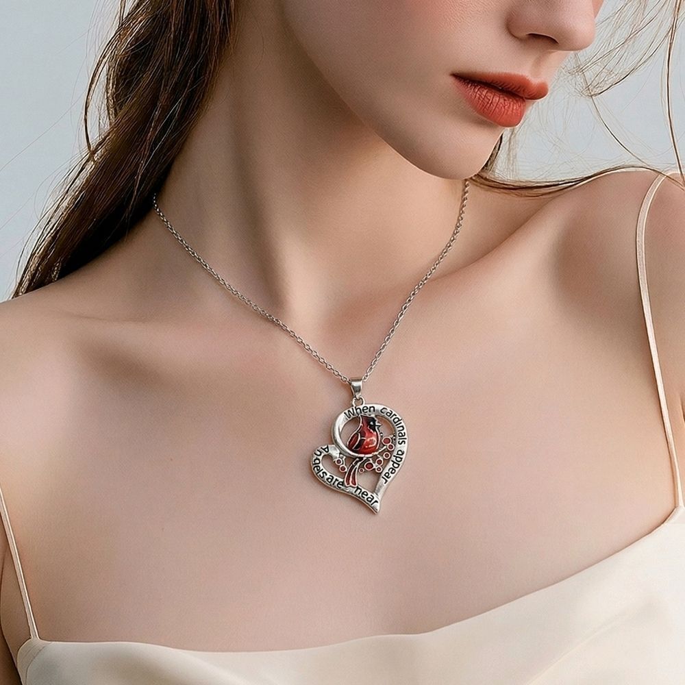 When Cardinals Appear Angels Are Near Necklace Red Cardinal Memorial Heart Gift